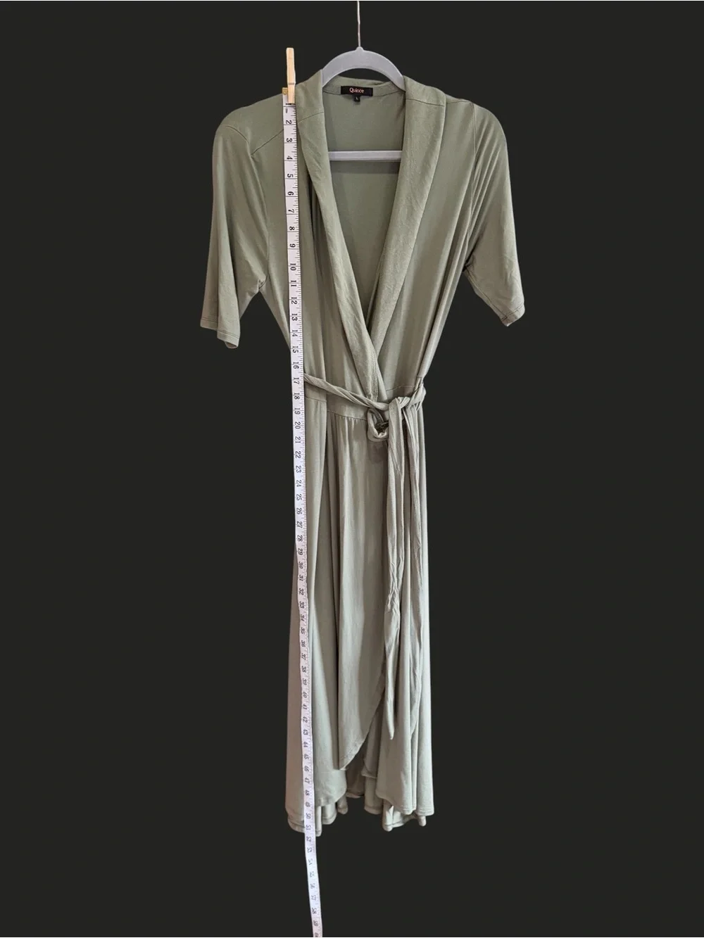 QUINCE Tencel Jersey Midi Wrap Dress Sage Green L - Picture 8 of 10